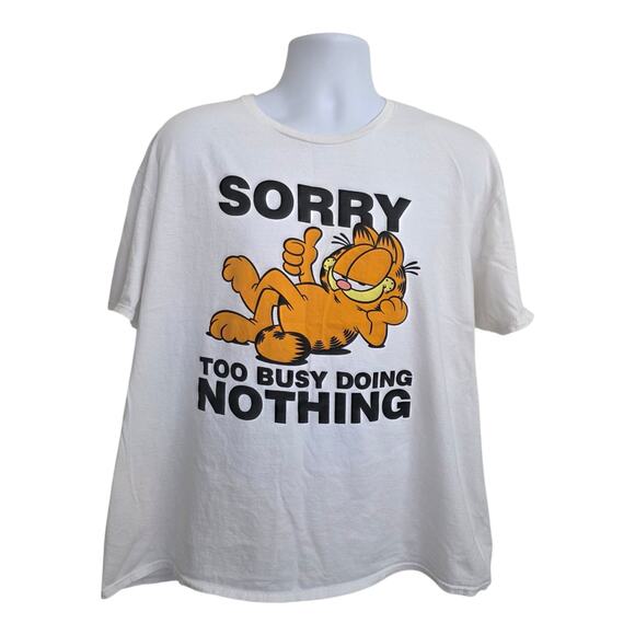Men's Garfield T Shirt. Size 2XL Sorry Busy Doing Nothing 100% Cotton - Picture 2 of 7